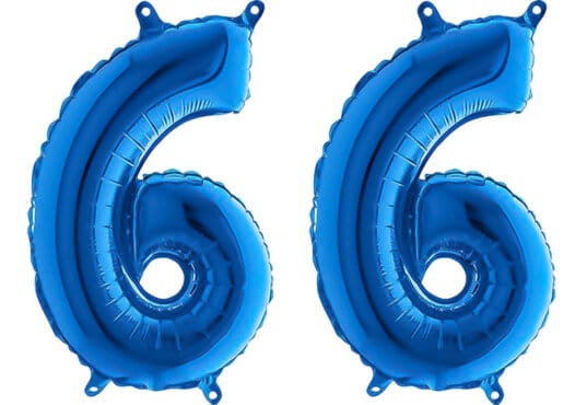 Luftballon Zahl 66 Zahlenballon blau (66 cm)