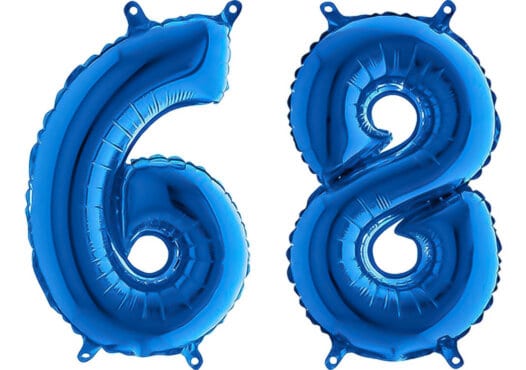 Luftballon Zahl 68 Zahlenballon blau (66 cm)
