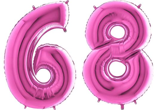 Luftballon Zahl 68 Zahlenballon pink (66 cm)