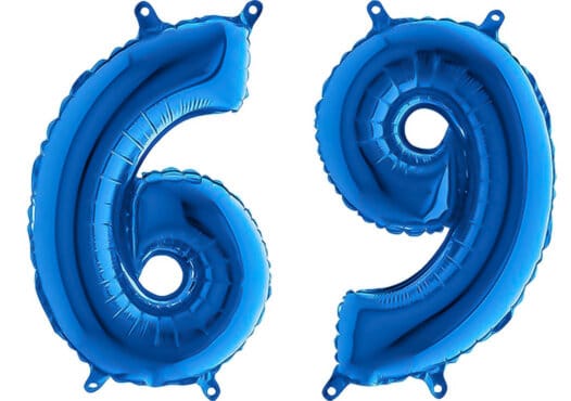 Luftballon Zahl 69 Zahlenballon blau (66 cm)
