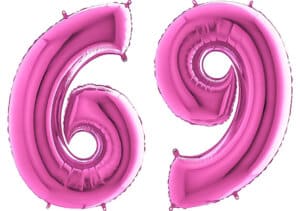 Luftballon Zahl 69 Zahlenballon pink (66 cm)