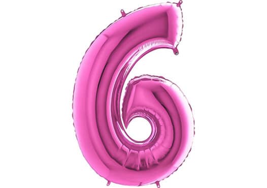 Luftballon Zahl 6 Zahlenballon pink (66 cm)