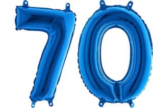 Luftballon Zahl 70 Zahlenballon blau (66 cm)