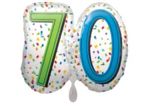 Luftballon Geburtstagszahl Zahl 70 bunt (38 cm)