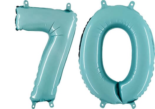 Luftballon Zahl 70 Zahlenballon pastell-blau (100 cm)