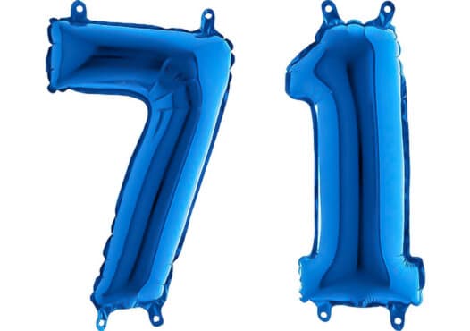 Luftballon Zahl 71 Zahlenballon blau (66 cm)