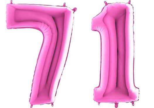 Luftballon Zahl 71 Zahlenballon pink (66 cm)