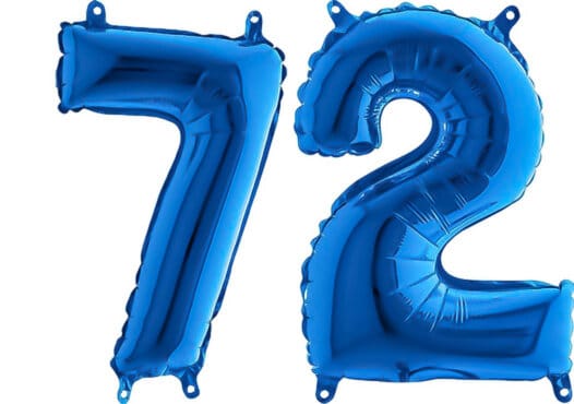 Luftballon Zahl 72 Zahlenballon blau (66 cm)