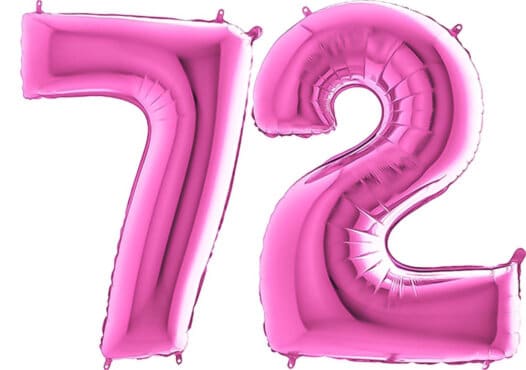 Luftballon Zahl 72 Zahlenballon pink (66 cm)