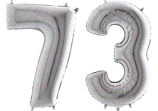Luftballon Zahl 73 Zahlenballon silber-holographic (100 cm)