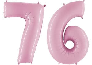 Luftballon Zahl 76 Zahlenballon pastell-pink (100 cm)