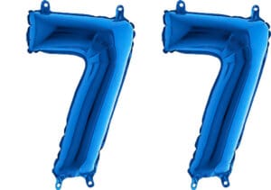 Luftballon Zahl 77 Zahlenballon blau (66 cm)