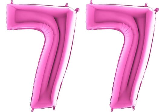 Luftballon Zahl 77 Zahlenballon pink (66 cm)