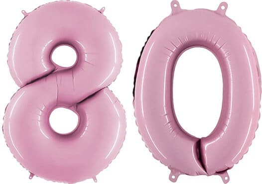 Luftballon Zahl 80 Zahlenballon pastell-pink (100 cm)