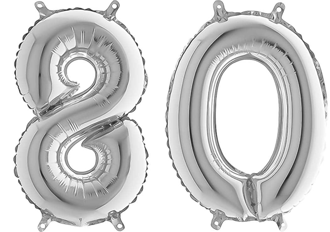 Folienballon 80cm SILBER Zahlenballon Luftballon Geburtstag Helium Füllung Zahl 