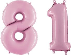 Luftballon Zahl 81 Zahlenballon pastell-pink (100 cm)