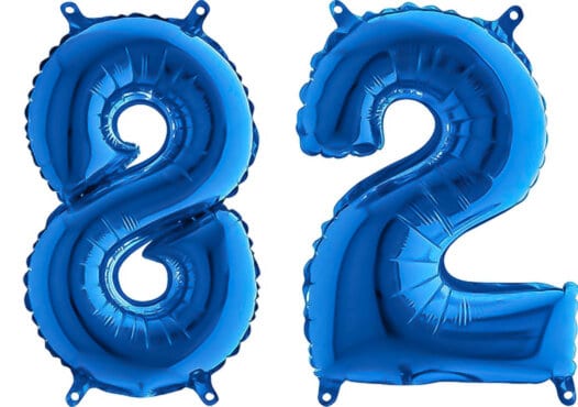 Luftballon Zahl 82 Zahlenballon blau (66 cm)
