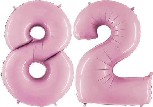 Luftballon Zahl 82 Zahlenballon pastell-pink (100 cm)