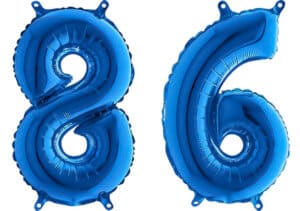 Luftballon Zahl 86 Zahlenballon blau (66 cm)