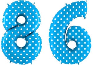 Luftballon Zahl 86 Zahlenballon blau mit weißen Punkten (100 cm)
