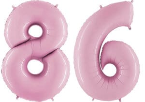 Luftballon Zahl 86 Zahlenballon pastell-pink (100 cm)