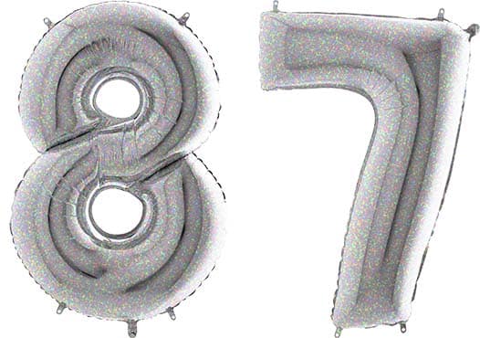 Luftballon Zahl 87 Zahlenballon silber-holographic (100 cm)