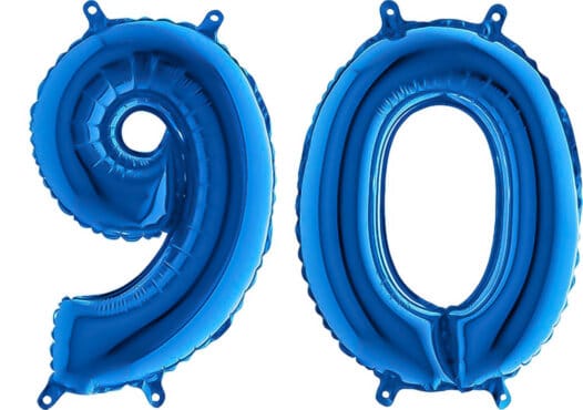 Luftballon Zahl 90 Zahlenballon blau (66 cm)