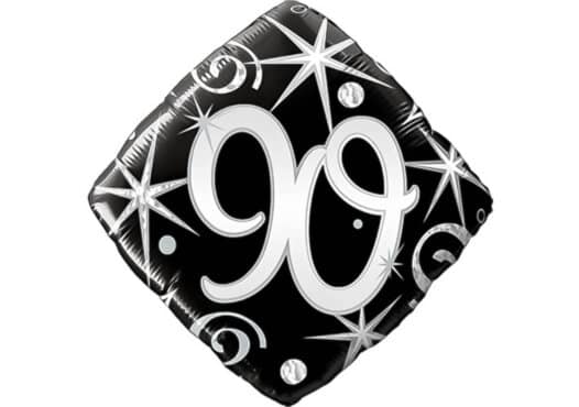 Eleganter Diamant-Luftballon mit Zahl 90 schwarz (38 cm)