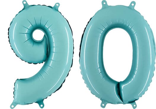 Luftballon Zahl 90 Zahlenballon pastell-blau (100 cm)