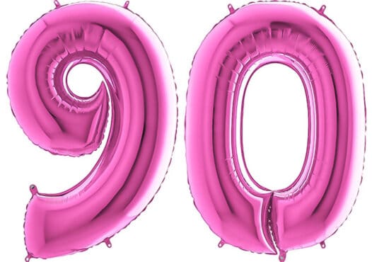 Luftballon Zahl 90 Zahlenballon pink (66 cm)