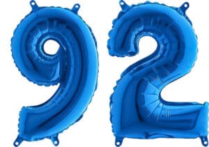 Luftballon Zahl 92 Zahlenballon blau (66 cm)