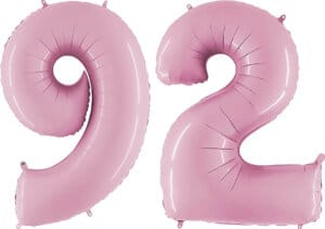 Luftballon Zahl 92 Zahlenballon pastell-pink (100 cm)