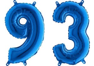 Luftballon Zahl 93 Zahlenballon blau (66 cm)