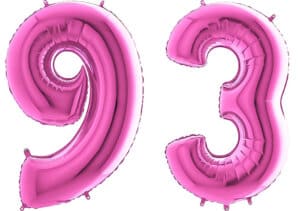 Luftballon Zahl 93 Zahlenballon pink (66 cm)