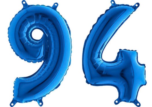 Luftballon Zahl 94 Zahlenballon blau (66 cm)