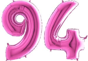 Luftballon Zahl 94 Zahlenballon pink (66 cm)