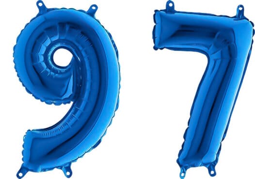 Luftballon Zahl 97 Zahlenballon blau (66 cm)