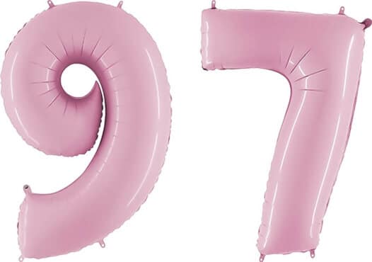 Luftballon Zahl 97 Zahlenballon pastell-pink (100 cm)