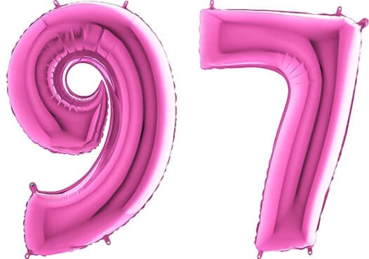 Luftballon Zahl 97 Zahlenballon pink (66 cm)