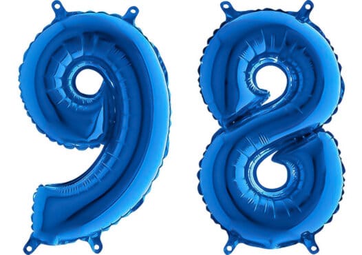 Luftballon Zahl 98 Zahlenballon blau (66 cm)