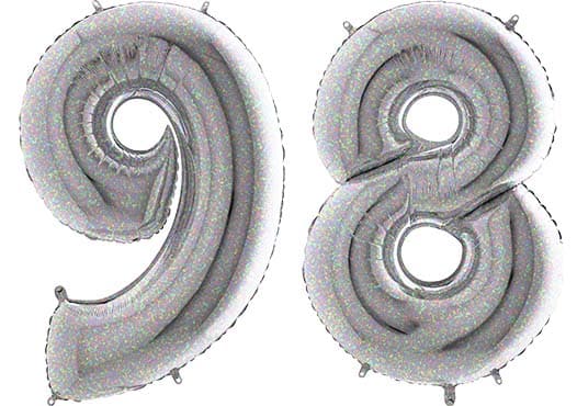 Luftballon Zahl 98 Zahlenballon silber-holographic (100 cm)