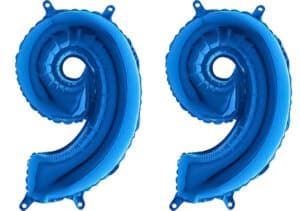 Luftballon Zahl 99 Zahlenballon blau (66 cm)