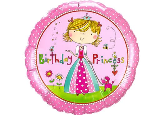 Runder Luftballon mit Prinzessin Birthday Princess in pink (38 cm)