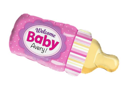 Nuckelflasche Welcome Baby rosa Mädchen Luftballon