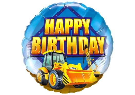 Luftballon mit Bagger Happy Birthday