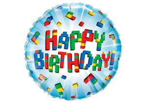 Luftballon bunte Bauklötze Happy Birthday