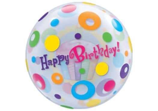 Happy Birthday Cupcake bunte Kreise Luftballon Bubble