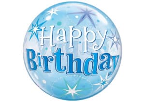 Happy Birthday Luftballon blau mit Sternen
