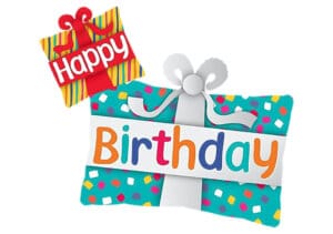 Geburtstagsgeschenk Geschenk mit Schleife Happy Birthday Luftballon