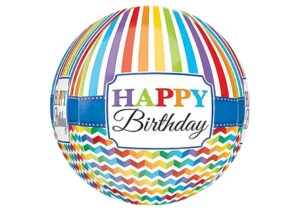 Happy Birthday Regenbogen Luftballon mit Streifen